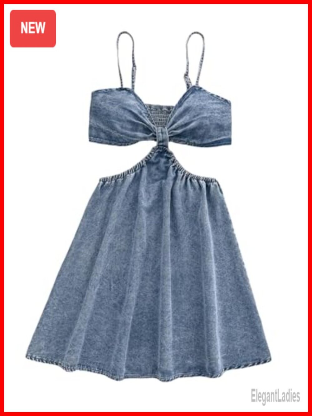Women's Cut Out Denim Dress Spaghetti Strap Short Jean Dress